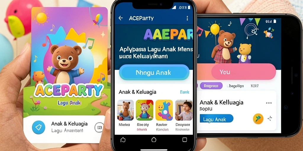Tampilan antarmuka ACEPARTY penuh warna dan ramah anak.