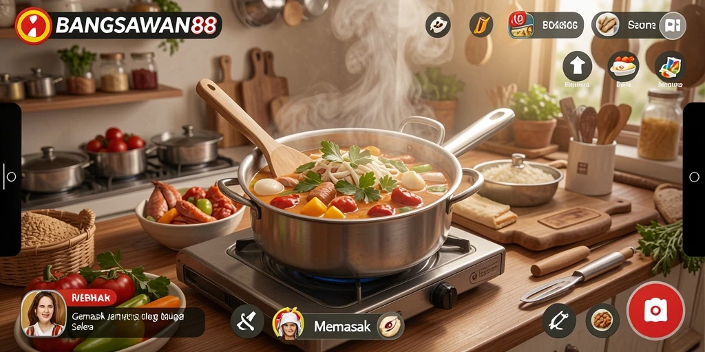 Antarmuka menarik saat memasak dalam game BANGSAWAN88.