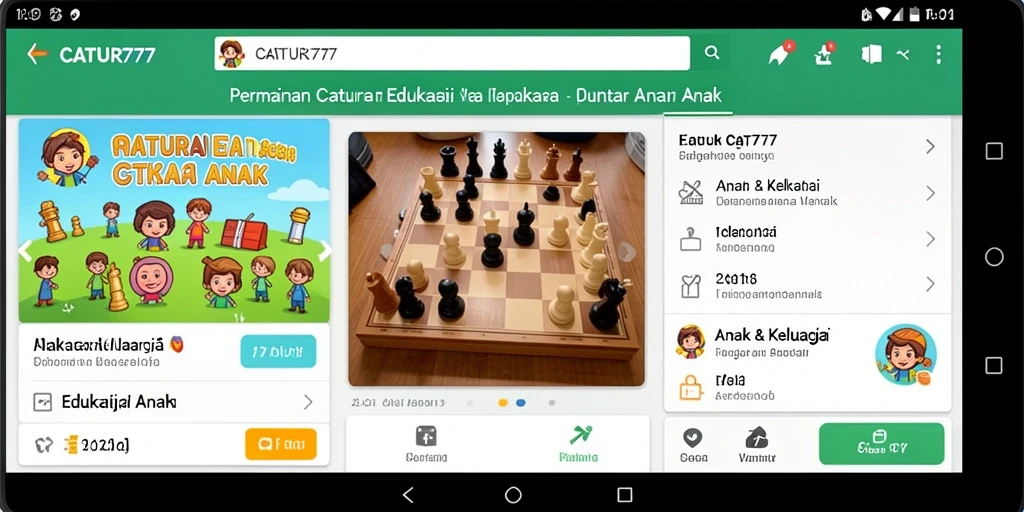Antarmuka aplikasi CATUR777 untuk belajar catur dengan mudah.