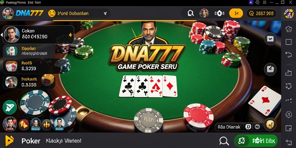 Tampilan antarmuka permainan Poker dalam DNA777 yang menarik dan interaktif.
