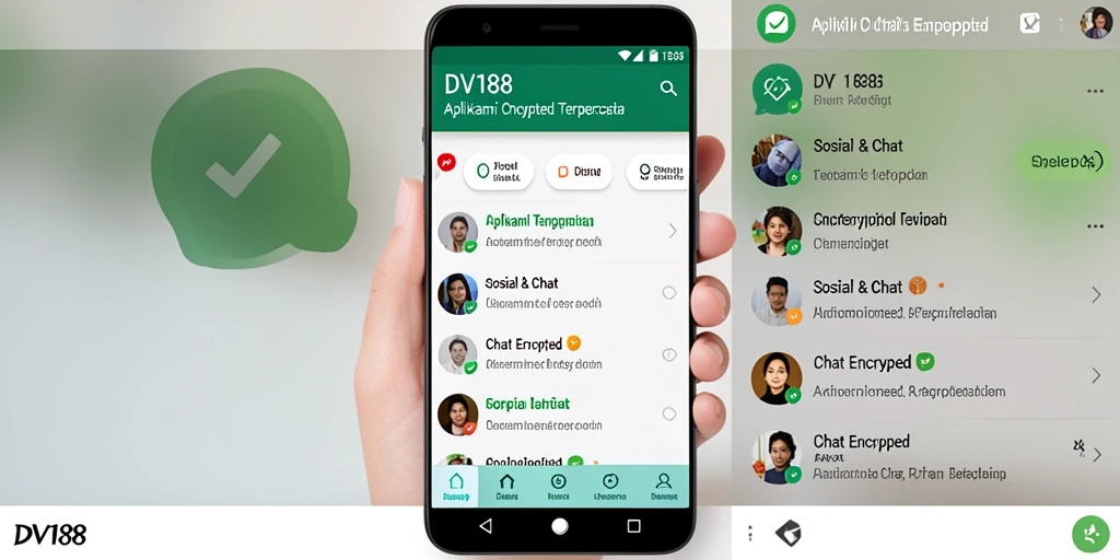 Antarmuka pengguna DV188 yang menarik dengan fitur Chat Encrypted.