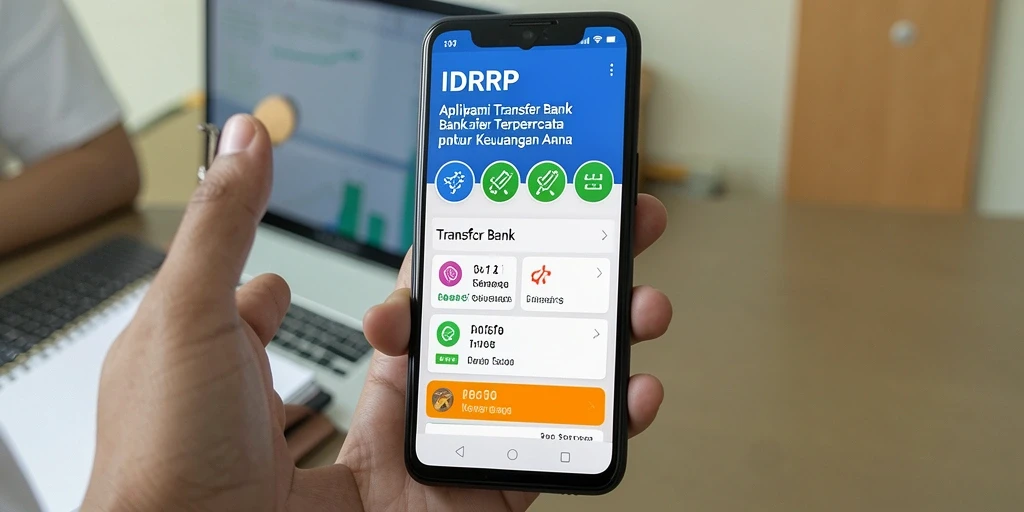 Antarmuka aplikasi IDRRP yang menarik dan fungsional untuk transfer bank.