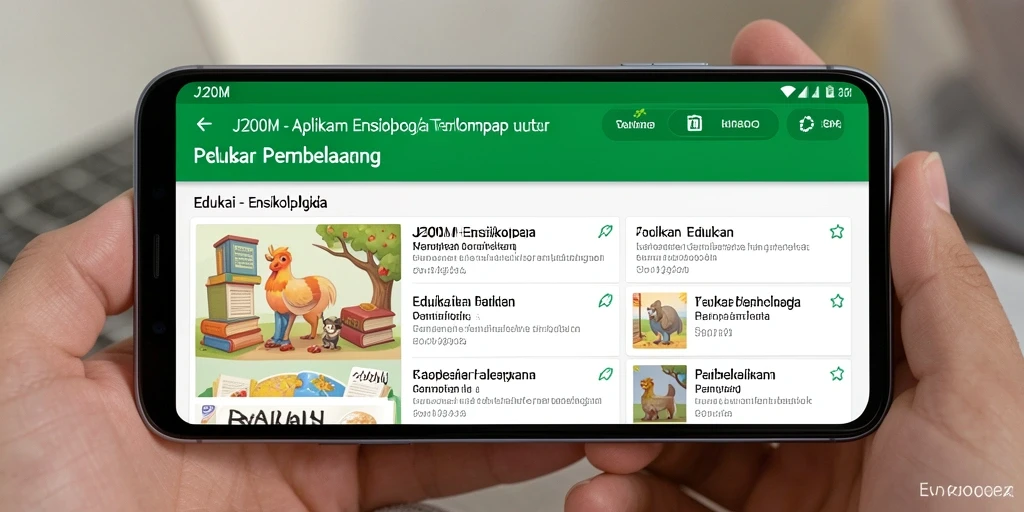 Antarmuka J200M yang bersih dan mudah digunakan untuk eksplorasi ensiklopedia.
