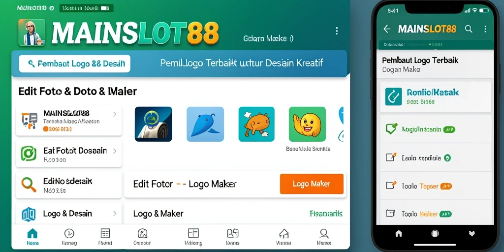 Tampilan antarmuka pengguna MAINSLOT88 yang sederhana dan fungsional untuk Logo Maker.