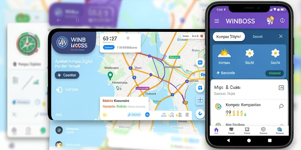 Tampilan antarmuka WINBOSS menampilkan fitur kompas digital yang akurat.